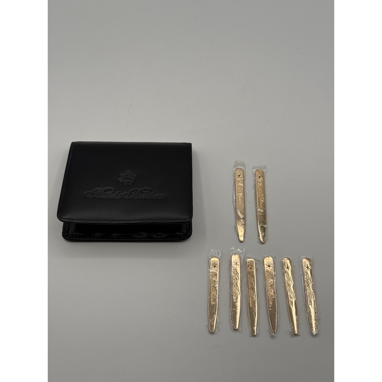 Brooks Brothers Gold Tone Metal Collar Stays Collar Pins X8 Rare